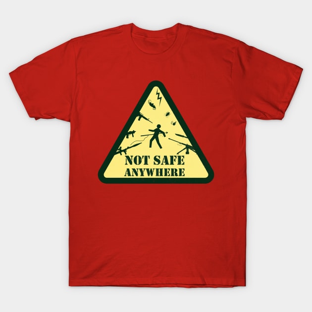 Funny Road Sign Gun Safety Awareness Funny Sign T-Shirt by Originals By Boggs